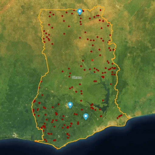 Visualisierung der Karte von Ghana
